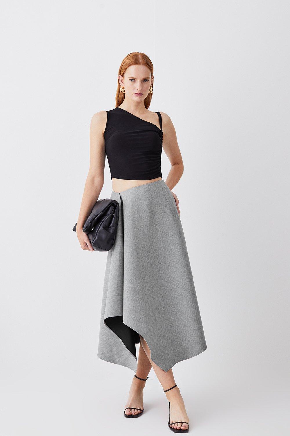 Asymmetrical wool outlet skirt